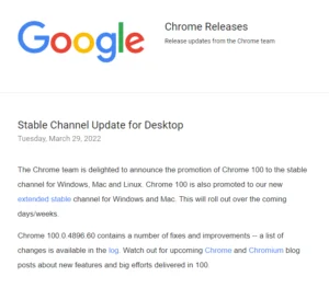 ついにChromeがバージョン100になった件