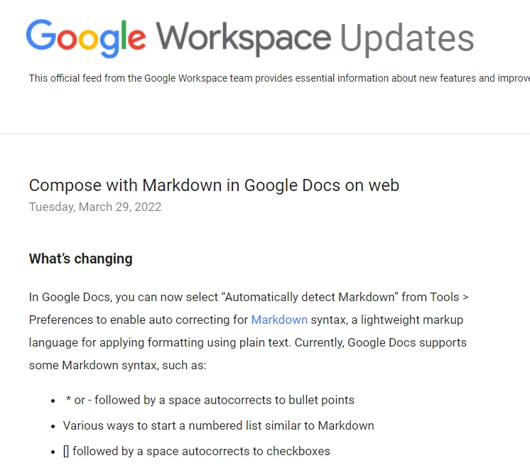 Google ドキュメントでMarkdown記法が一部使えるようになるお話