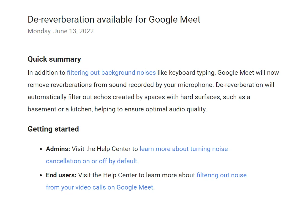 Google Meetさんは残響も除去してくれるお話