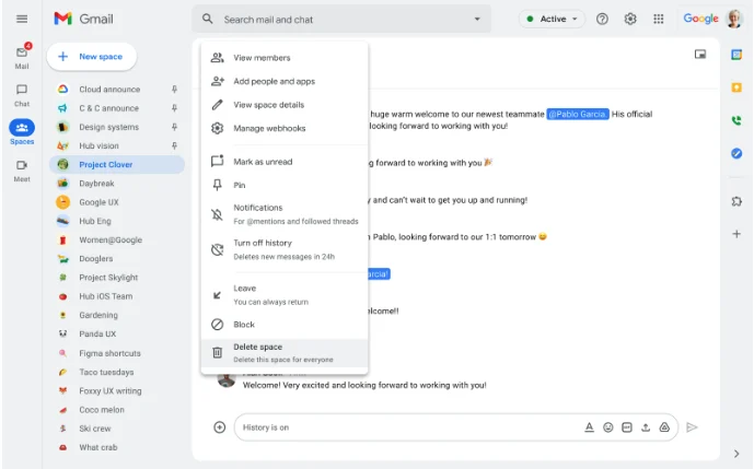 Google ChatのSpaceが削除できるお話