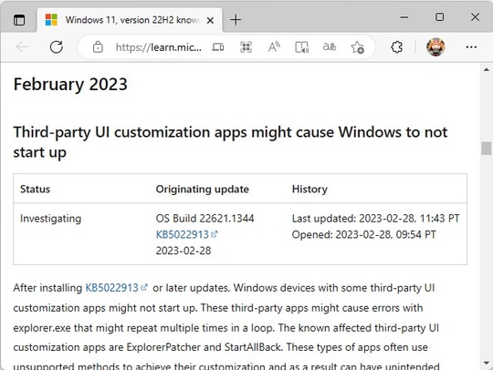 ややこしいですが「KB5022913」は大規模アップデートです。