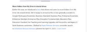 Googleドライブにてマイドライブから共有ドライブにフォルダーを移動できるようになったお話