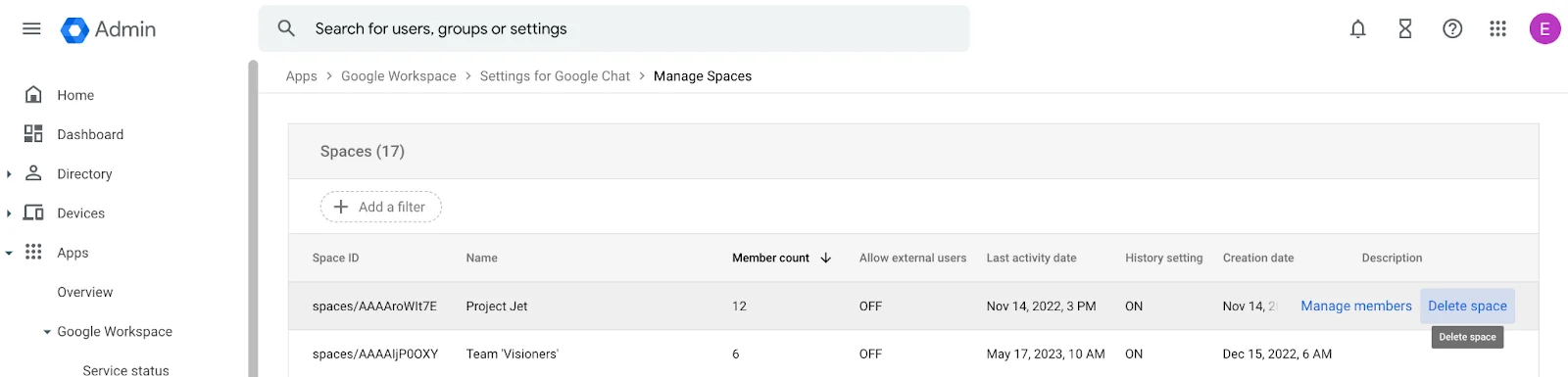 Google ChatのSpaceの管理がやりやすくなるお話