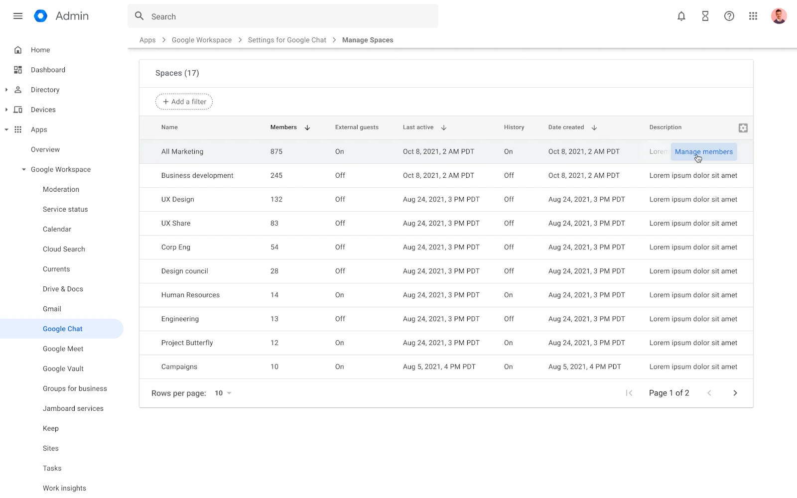 Google Workspaceにてスペースを一元管理できるお話
