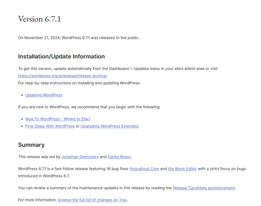 Wordpress 6.7.1がリリースされたお話